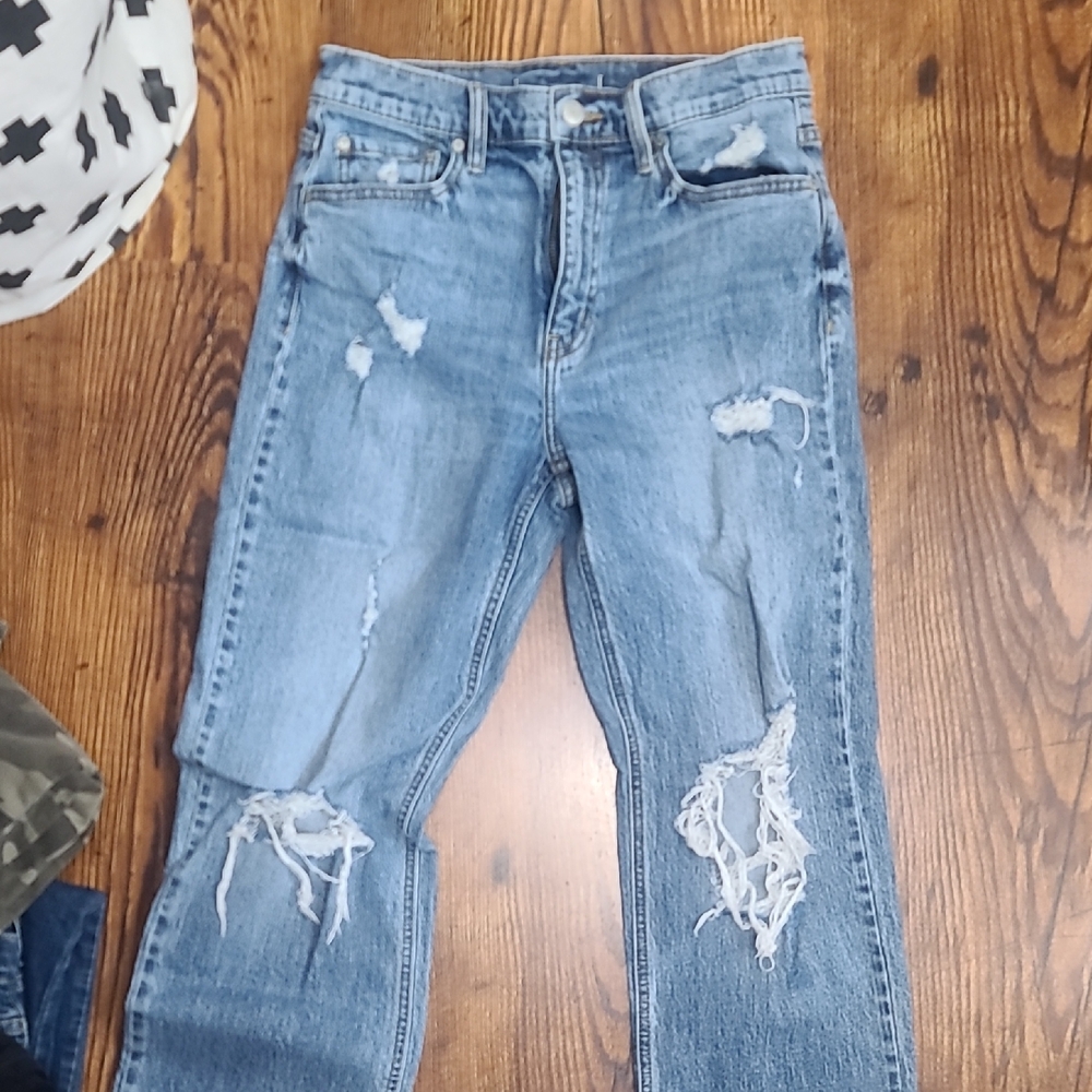 Eunina Light Blue Distressed Straight Leg Jeans